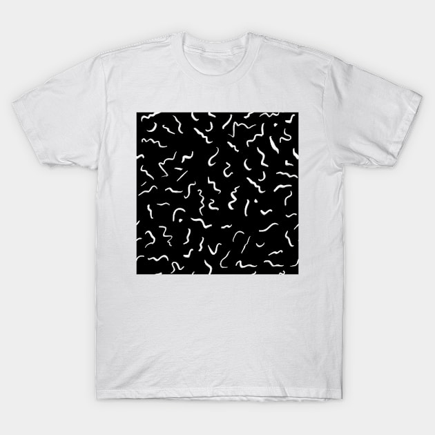 Artistic Squiggle Colorful Print Pattern White T-Shirt by Auto-Prints